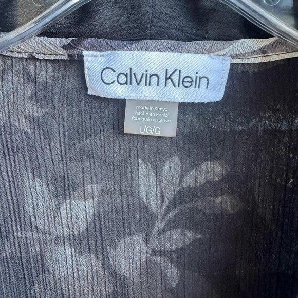 Calvin Klein Flutter Short Sleeve V-Neck Floral Blouse Women's Size L - Picture 3 of 7